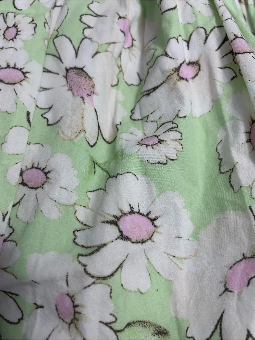 Light Green Daisy Print Sundress Sleeveless  Dress 100% Cotton Size 6X/7